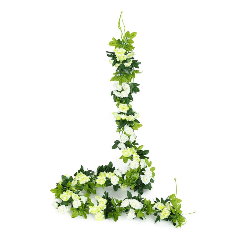 JUSTOYOU 2 Pack (15.8FT) Fake Rose Garland, Artificial Rose Vines Flowers Hanging Silk Rose Vine Wedding Home Backdrop Party Arch Arrangement Decoration - Image 1